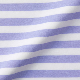 无印良品 MUJI 大童 圆领条纹短袖T恤 儿童打底衫 CB1J3A4S 紫色条纹 150cm /76A