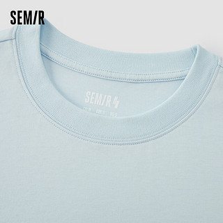 森马（Semir）森柔棉|短袖T恤女纯棉字母简约2024夏季百搭衣服 粉蓝80084 170/92A/XL