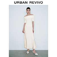 URBAN REVIVO 女士摩登优雅垂感缎面鱼尾半身裙 UWG540041 米白 M