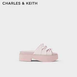 CHARLES&KEITH24夏季蝴蝶结厚底凉鞋外穿拖鞋女CK1-70580225 粉红色Pink 36