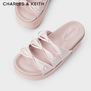 CHARLES&KEITH24夏季蝴蝶结厚底凉鞋外穿拖鞋女CK1-70580225 粉红色Pink 36