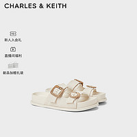 CHARLES&KEITH24夏织扣饰厚底勃肯鞋外穿拖鞋CK1-70381044 粉白色Chalk 40