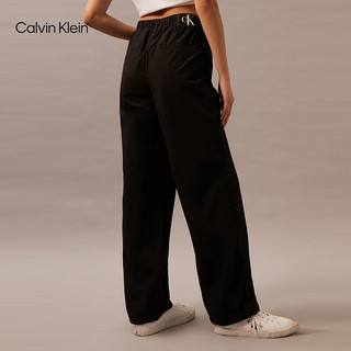 Calvin Klein Jeans24春夏女士松紧腰经典徽标工装风直筒休闲裤J223116 BEH-太空黑 L