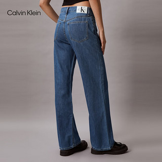 Calvin Klein Jeans24春夏女士莱赛尔混纺含腰带高腰阔腿牛仔裤J223383 1A4-牛仔蓝 25
