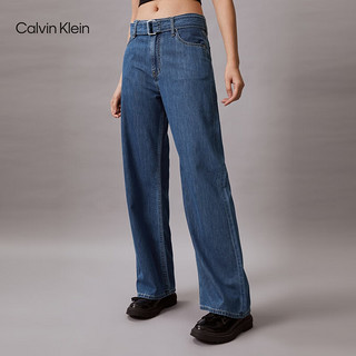 Calvin Klein Jeans24春夏女士莱赛尔混纺含腰带高腰阔腿牛仔裤J223383 1A4-牛仔蓝 25