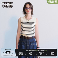 Teenie Weenie小熊2024年夏季新款U领针织弹力背心薄款外穿内搭女 乳白色 165/M