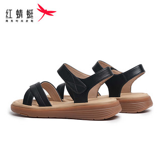 红蜻蜓2024夏季软底防滑舒适凉鞋中老年鞋 WJK24843黑色36