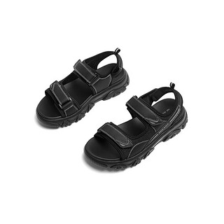 红蜻蜓沙滩鞋2024夏季户外运动舒适男凉鞋魔术贴休闲鞋 WTT24052黑色41