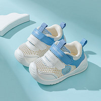 BradMiller 布拉米勒 婴儿鞋夏季幼儿机能学步软底凉鞋网面透气0一1-3岁夏款女宝宝鞋子 k560蓝色 单层  内长12cm