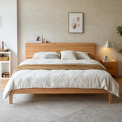 LINSY 林氏家居 北欧橡胶木实木床现代简约双人大床日式家具