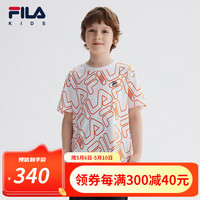 FILA斐乐儿童童装上衣2024夏季新款中大童男童宽松纯棉短袖T恤 满印二-ZB 1