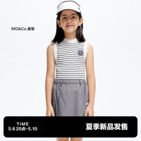 little MO&Co.little moco童装24夏女童网球风无袖条纹针织背心KBD2SWT003 黑白条色 120/60