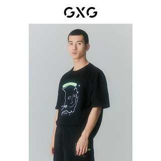 GXG奥莱 多色多款简约休闲宽松圆领短袖T恤男士合集 2024年夏季 绿色时尚T恤GC144744F 175/L