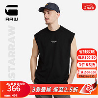 G-STAR RAW2024夏季纯棉宽松短袖圆领t恤男无袖简约印花衣服D24567 黑色 M