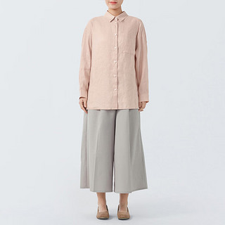 无印良品（MUJI） 女式 麻 宽版衬衫女士长袖衬衣外套夏季款 汉麻 BCJ22C4S 浅橙色 M 160/84A