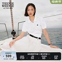 Teenie Weenie【明星同款】小熊2024年夏季短袖针织薄款上衣女 白色 165/M