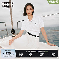 Teenie Weenie【明星同款】小熊2024年夏季短袖针织薄款上衣女 白色 170/L