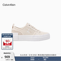 Calvin Klein Jeans24春夏女士简约ck字母印花厚底休闲鞋帆布鞋YW01412 0GI-蛋壳色 37
