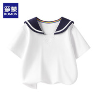 罗蒙男童polo衫短袖中大童T恤班服女童白色打底衫小学生校服
