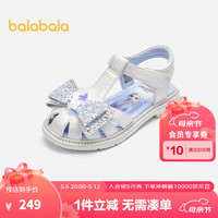 巴拉巴拉女童凉鞋2024夏季新款公主鞋蝴蝶结【迪士尼IP商场同款】 烟灰银20301