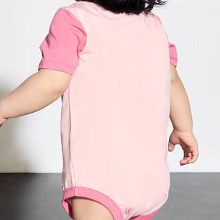 Gap婴儿2024夏季纯棉印花撞色短袖连体衣儿童装包屁衣505609 粉色 66cm (3-6月) 亚洲尺码