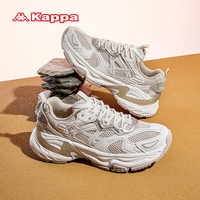 KAPPA卡帕男鞋运动老爹鞋子男2024春夏季透气跑步鞋轻便软底休闲鞋 麦芽米粽/冬日白 43
