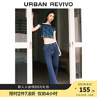 URBAN REVIVO UR2024夏季女装都市休闲复古时髦阔腿牛仔长裤UWU840040 蓝色 25