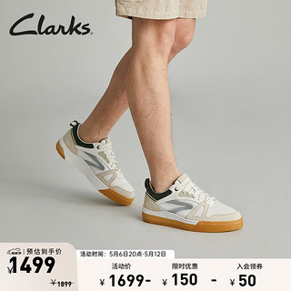 Clarks 其乐 艺动系列男鞋街头潮流舒适拼色运动鞋休闲厚底滑板鞋 白色/绿色 261761457 41.5