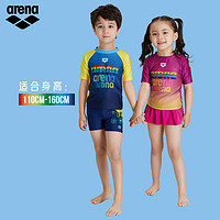 百亿补贴：arena 阿瑞娜 儿童男女童短袖分体泳衣可爱印花儿童防晒服上衣T恤
