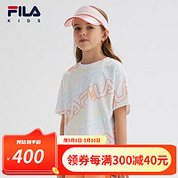 FILA斐乐童装儿童运动上衣2024夏季中大童透气T恤女童短袖潮 标准白-WT 130cm