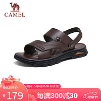 骆驼（CAMEL）男士柔软牛皮两穿拖鞋缓震通勤休闲商务凉鞋 G14M211639 棕色 38 