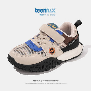 天美意（TEENMIX）天美意童鞋儿童运动鞋2024夏季女童透气阿甘网鞋小孩休闲鞋潮 米色 单层  32码