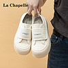 La Chapelle 女鞋帆布鞋女当季魔术贴女鞋百搭小白鞋厚底休闲板鞋子 米色 39
