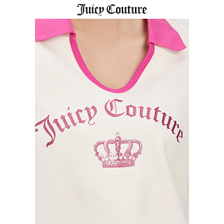 JUICY COUTURE【设计感】橘滋T恤女夏季新款美式休闲POLO衫撞色V领短袖上衣