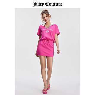 JUICY COUTURE【设计感】橘滋T恤女夏季新款美式休闲POLO衫撞色V领短袖上衣