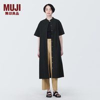 無印良品 MUJI（無印良品 ）女式 凉感平纹立领短袖连衣裙女装裙子长裙衬衫裙开衫外搭纯棉