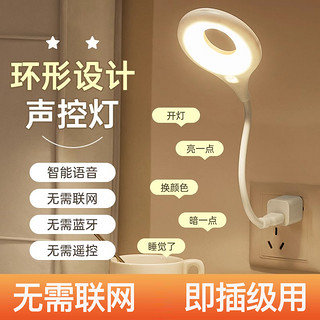 立顶 智能语音控制小夜灯泡USB声控感应卧室床头睡眠家用2023新款台灯