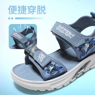 七波辉男童凉鞋儿童鞋子2024夏季透气大童凉鞋沙滩鞋 蓝色 33