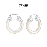 YVMIN 尤目 2024春夏系列 开口圆环形天然贝母雕刻银耳环独特耳环