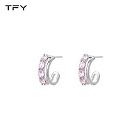 TFY 粉色双层c型耳钉女小众设计高级感轻奢耳环2024年新款潮甜酷耳饰