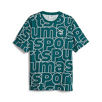 PUMA 彪马 TEAM AOP TEE 字母满印宽松圆领短袖T恤 男款 圣诞绿 624701-43