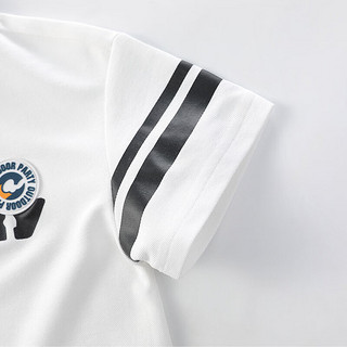 拉比树童装男童运动POLO衫衬衫2024年夏季男宝宝时尚运动上衣潮 白色 90cm