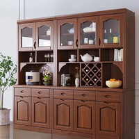 青园九号实木酒柜餐边柜客厅靠墙柜餐厅储物柜厨房中式收纳柜碗柜置物家具 三门款 (长度1.2米) 胡桃色
