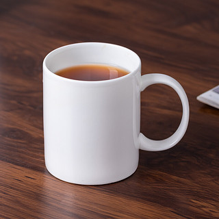 陶相惠 纯白茶杯陶瓷马克杯骨瓷咖啡杯大容量牛奶C杯办公室水杯 纯白C杯