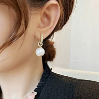 時鸞925銀針珍珠耳環女高級感耳墜小眾設計輕奢耳飾新款耳釘 金色珍珠耳環