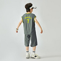 多多家 男童篮球服2024夏季薄款运动背心短裤儿童网眼快干两件套