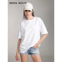 MISS SIXTY2024夏季短袖T恤女圆领落肩袖字母简约宽松中长款 漂白 S