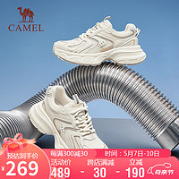 骆驼（CAMEL）老爹鞋女百搭拼接撞色厚底运动休闲鞋 L24S283636 米/金 37