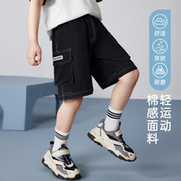 ASK JUNIOR男童裤子夏宽松透气明辑线短裤工装大口袋中大童裤子 1