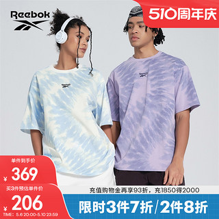 Reebok 锐步 官方24春夏新款男女情侣款TEE复古撞色印花运动休闲T恤